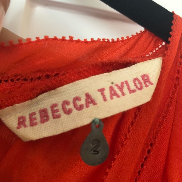 Rebecca Taylor Silk Flame Red Orange Dress Size 2 - Picture 5 of 8